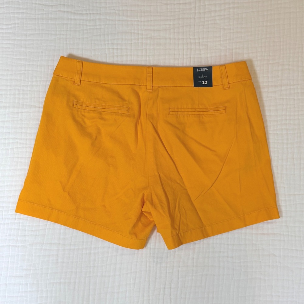 J.Crew 5" Chino Shorts Women's Size 12 Bright Yellow Cotton Preppy Summer NWT - Picture 4 of 9